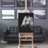 Black and white horse canvas