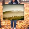 Sunset mountain print – Framed Canvas