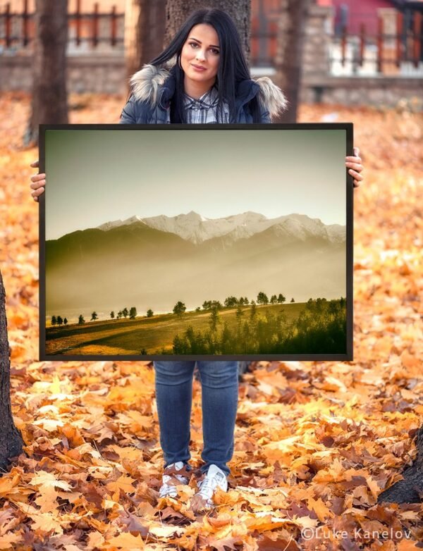 Sunset mountain print – Framed Canvas