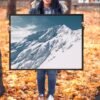 Snow covered mountain peak – Framed Canvas