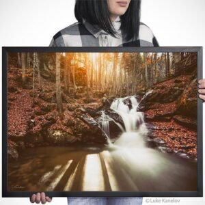 Autumn waterfall landscape print – Framed Canvas