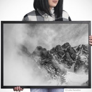 Misty mountain landscape – Framed Canvas