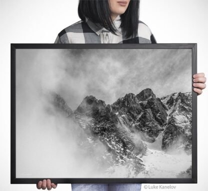 Misty mountain landscape – Framed Canvas