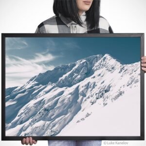 Snow covered mountain peak – Framed Canvas