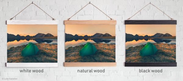 Tent on a mountain lake at sunset – Wall hanging Tent on a mountain lake at sunset – Wall hanging