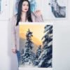 Winter landscape, Winter sunset landscape