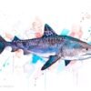 Tiger shark watercolor painting print by Slaveika Aladjova