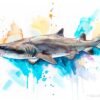 Sand tiger shark watercolor painting print by Slaveika Aladjova
