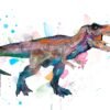 Tyrannosaurus rex, T rex dinosaur watercolor painting print by Slaveika Aladjova