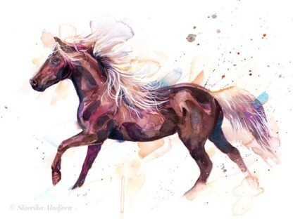 Rocky Mountain Horse watercolor painting print by Slaveika Aladjova