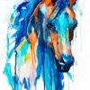 Blue Horse watercolor painting print by Slaveika Aladjova