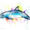 Bottlenose dolphin watercolor painting print by Slaveika Aladjova