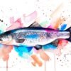 Atlantic salmon watercolor painting print by Slaveika Aladjova