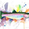 Rainbow trout watercolor painting print by Slaveika Aladjova