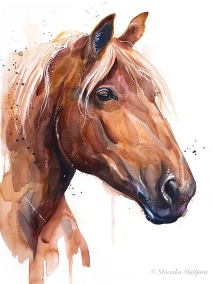 Suffolk Punch Horse watercolor painting print by Slaveika Aladjova
