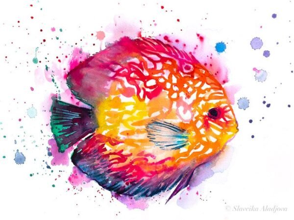 Discus watercolor painting print by Slaveika Aladjova