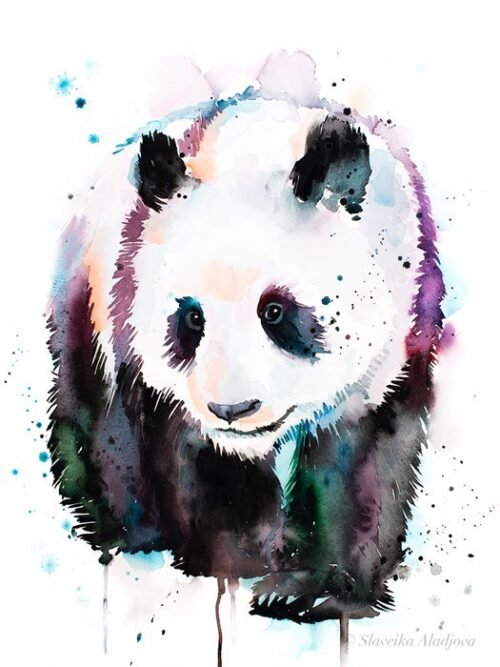 Panda watercolor painting print by Slaveika Aladjova