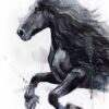 Friesian Horse watercolor painting print by Slaveika Aladjova