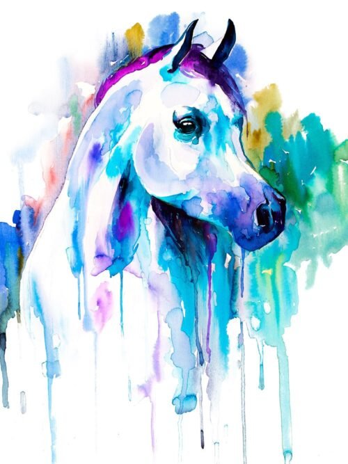 Arabian horse watercolor painting print by Slaveika Aladjova