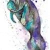 Blue Manatee watercolor painting print by Slaveika Aladjova