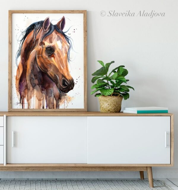 Thoroughbred Horse watercolor painting print by Slaveika Aladjova