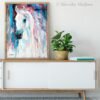 White horse watercolor painting print by Slaveika Aladjova