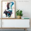 Skunk watercolor painting print by Slaveika Aladjova