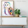Barn owl watercolor painting print by Slaveika Aladjova