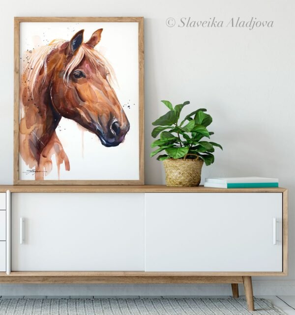 Suffolk Punch Horse watercolor painting print by Slaveika Aladjova