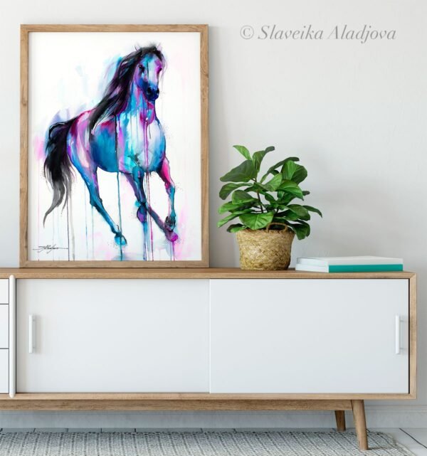 Magical Horse watercolor painting print by Slaveika Aladjova