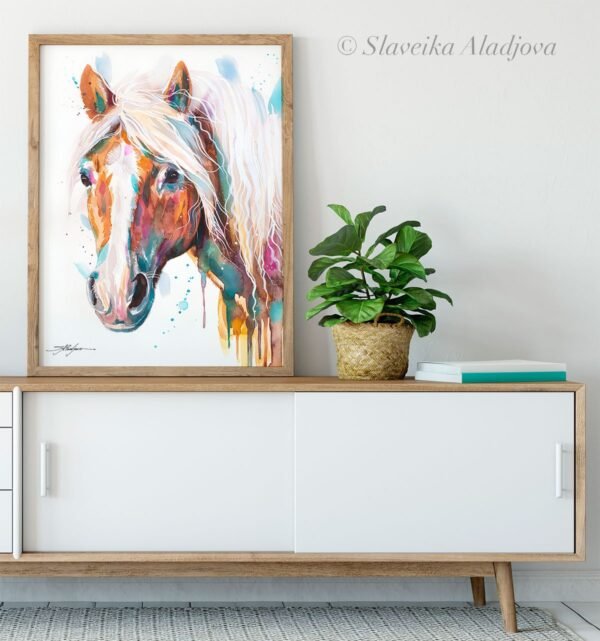 Haflinger horse, Avelignese watercolor painting print by Slaveika Aladjova Haflinger horse, Avelignese watercolor painting print by Slaveika Aladjova