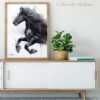 Friesian Horse watercolor painting print by Slaveika Aladjova