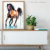 Brown and Black Horse watercolor painting print by Slaveika Aladjova