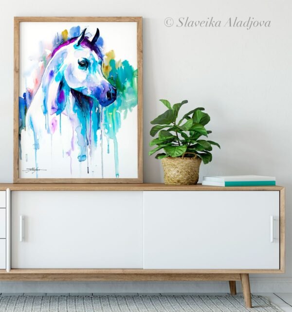 Arabian horse watercolor painting print by Slaveika Aladjova
