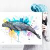 Gray whale watercolor painting print by Slaveika Aladjova