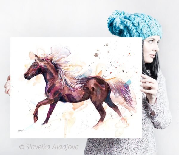 Rocky Mountain Horse watercolor painting print by Slaveika Aladjova