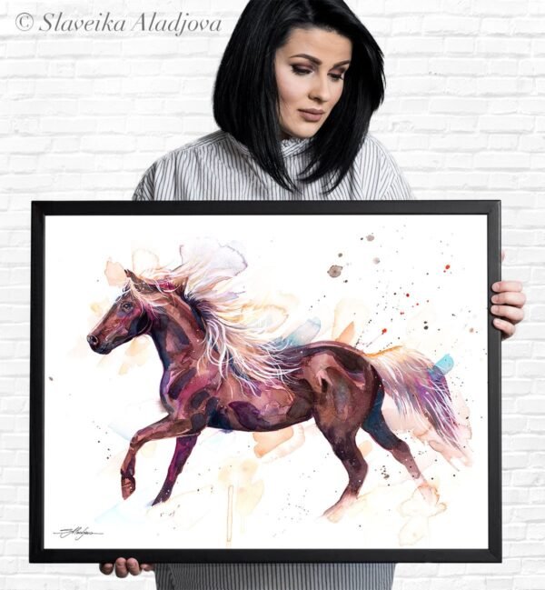 Rocky Mountain Horse watercolor painting print by Slaveika Aladjova