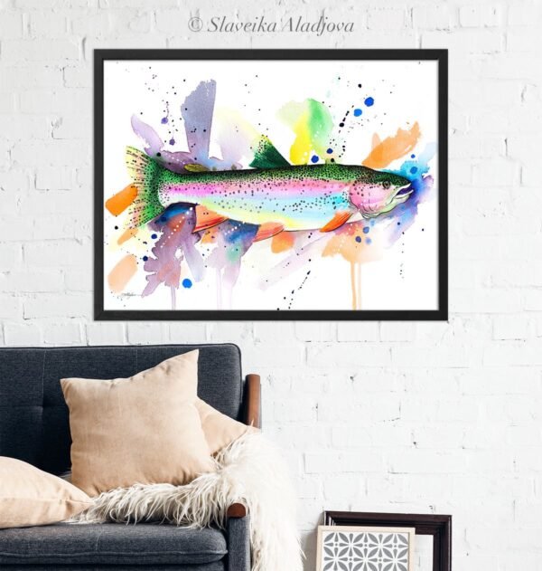 Rainbow trout watercolor painting print by Slaveika Aladjova