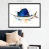 Atlantic sailfish watercolor painting print by Slaveika Aladjova