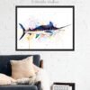 Atlantic blue marlin watercolor painting print by Slaveika Aladjova