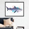 Tiger shark watercolor painting print by Slaveika Aladjova