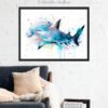 Hammerhead shark watercolor painting print by Slaveika Aladjova