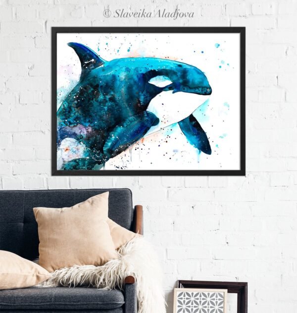 Orca watercolor painting print by Slaveika Aladjova