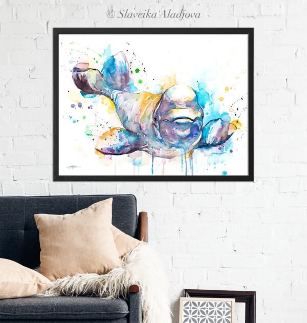 Beluga Whale watercolor painting print by Slaveika Aladjova