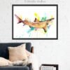 Lemon shark watercolor painting print by Slaveika Aladjova