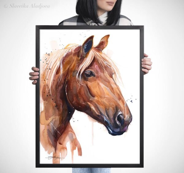 Suffolk Punch Horse watercolor painting print by Slaveika Aladjova