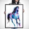 Magical Horse watercolor painting print by Slaveika Aladjova