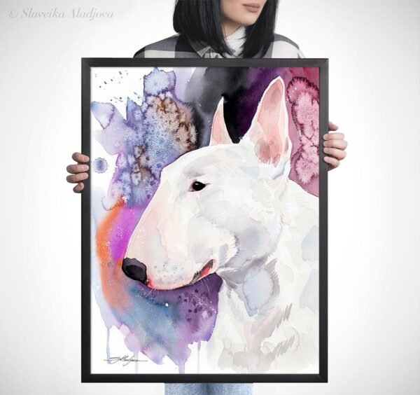 Bull Terrier watercolor painting print by Slaveika Aladjova