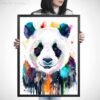 Colourful panda watercolor painting print by Slaveika Aladjova
