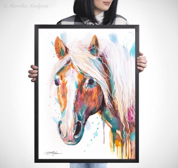Haflinger horse, Avelignese watercolor painting print by Slaveika Aladjova Haflinger horse, Avelignese watercolor painting print by Slaveika Aladjova